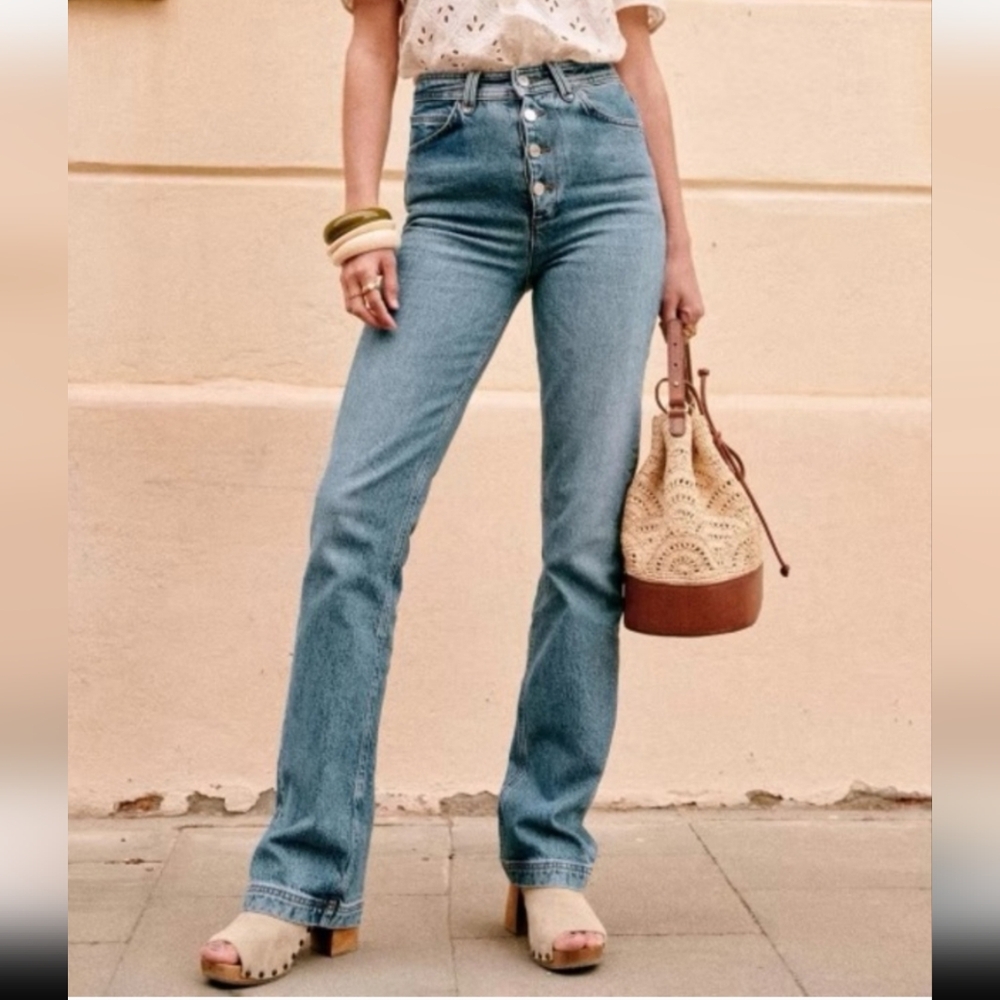 Sezane Justin Trouser Jeans Light Blue - French Size 34